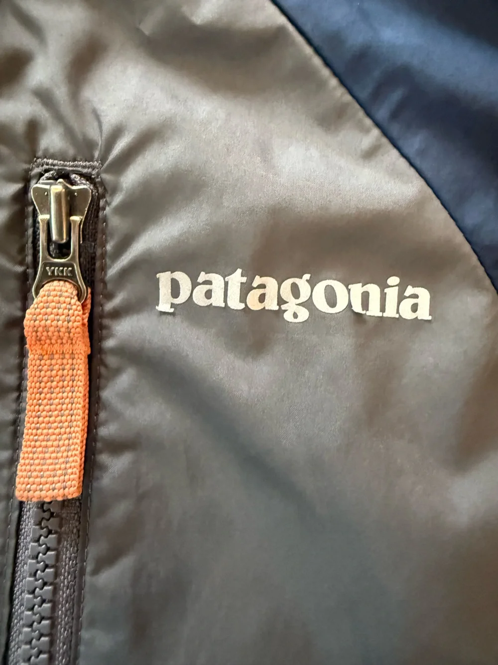 Patagonia Boys' Quartzsite Jacket blue gray hooded windbreaker size 10 medium
